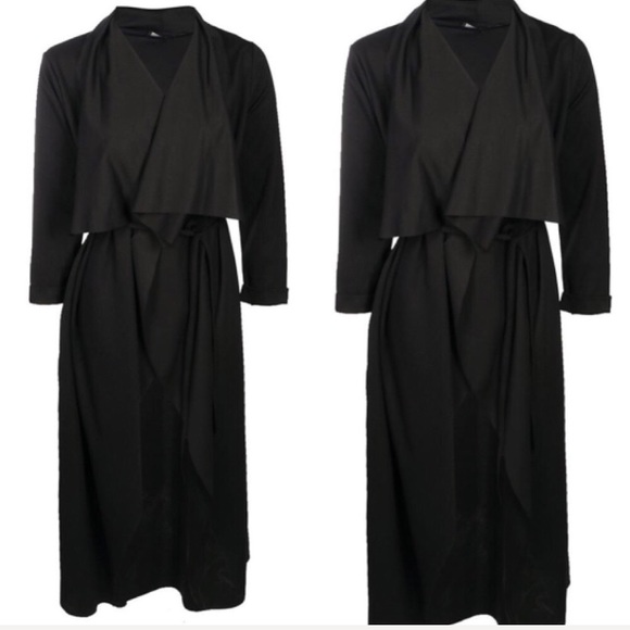 Best Seller Simone faux suede drape long duster. - Picture 4 of 6